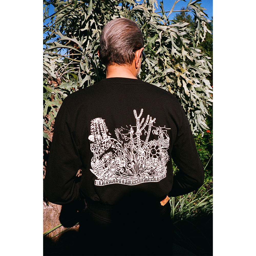 Night Blooms LS Tee- Black Jeff Back