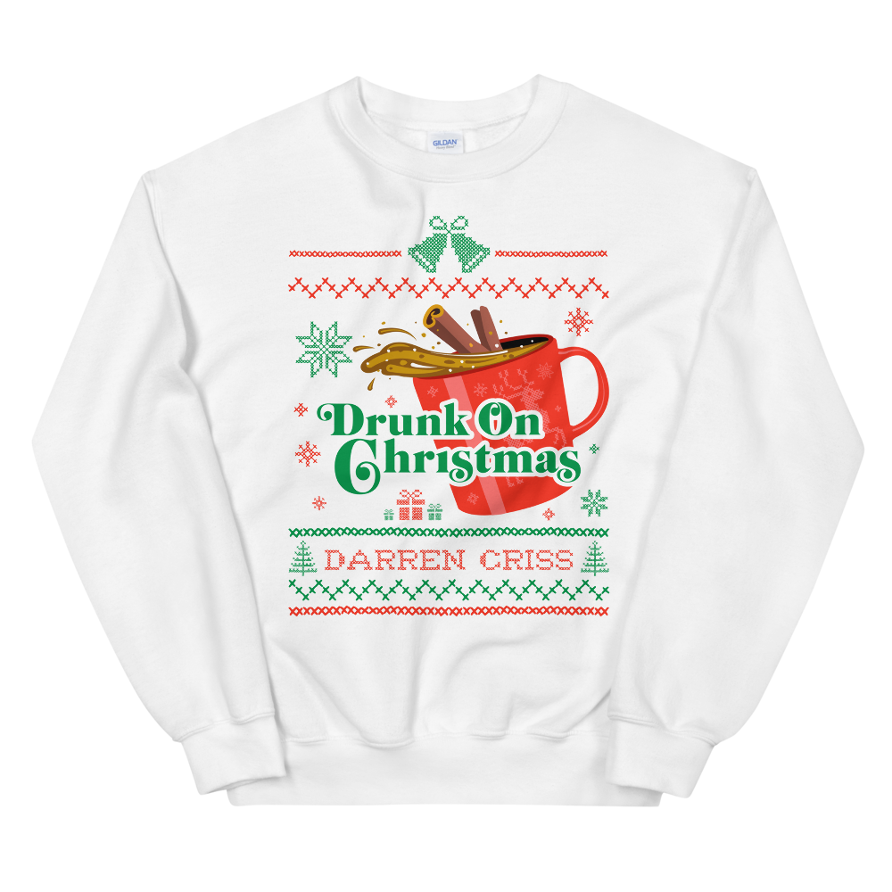 Darren Criss: Drunk On Christmas Crewneck White